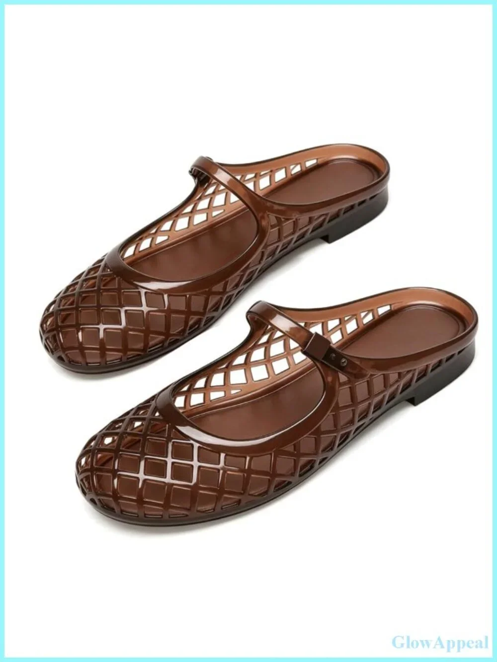 Women's Jelly Slide Sandals Mary Jane Mules Closed Toe PVC Flat Summer Mesh